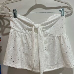 SHEIN White Eyelet Off-Shoulder Blouse